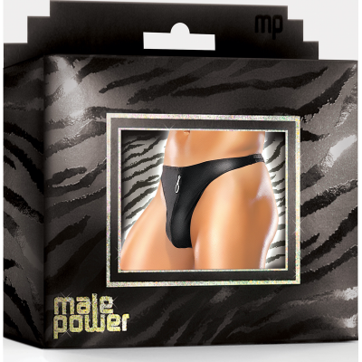 Male Power Zipper Thong Black